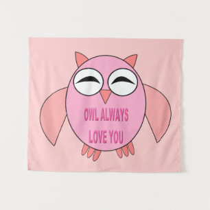 Cute Love Message Owl Tapestry