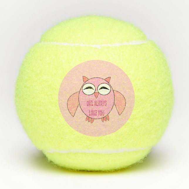 Cute Love Message Owl Tennis Balls (Front)