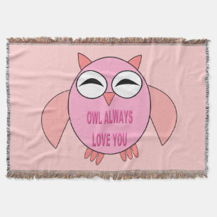 Cute Love Message Owl Throw Blanket