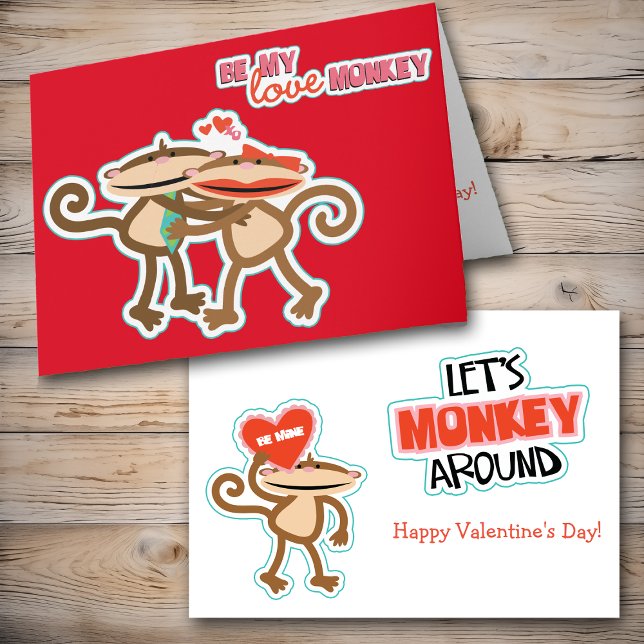 Cute Love Monkey Valentine Holiday Card (Creator Uploaded)