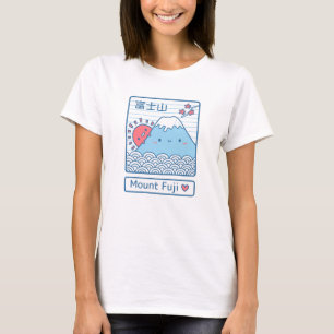 Cute Love Mount Fuji, Mountain Sun and Waves Japan T-Shirt