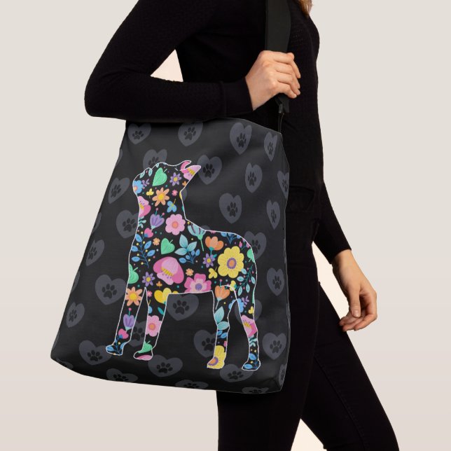 Cute Love My Boston Terrier floral design Crossbody Bag (Close Up)