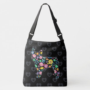 Cute Love My French Bulldog Floral Design Crossbody Bag