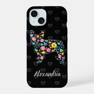 Cute Love My French Bulldog Floral Design iPhone 15 Case