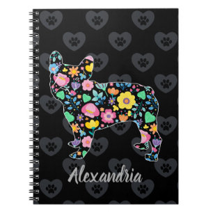 Cute Love My French Bulldog Floral Design Notebook