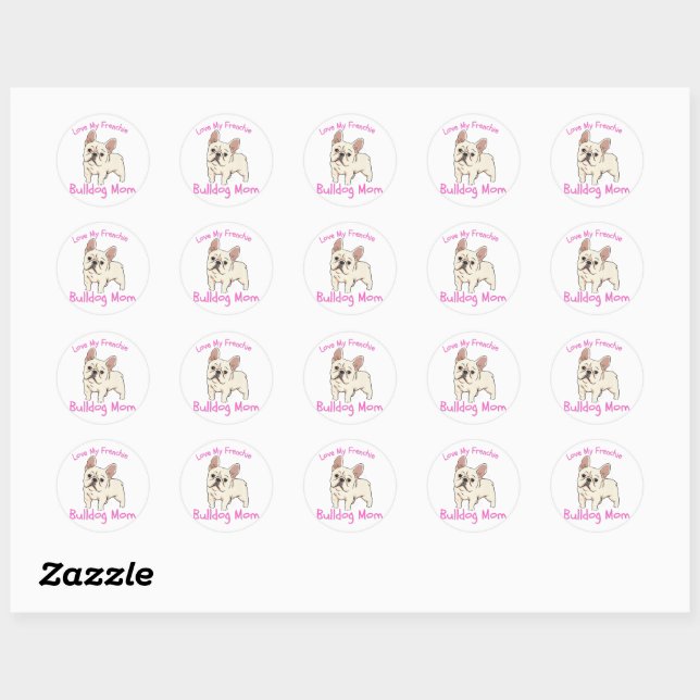 Cute Love My Frenchie French Bulldog Lovers  Classic Round Sticker (Sheet)