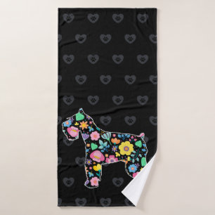 Cute Love My Schnauzer floral design Bath Towel