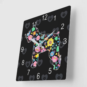 Cute Love My Schnauzer floral design Square Wall Clock