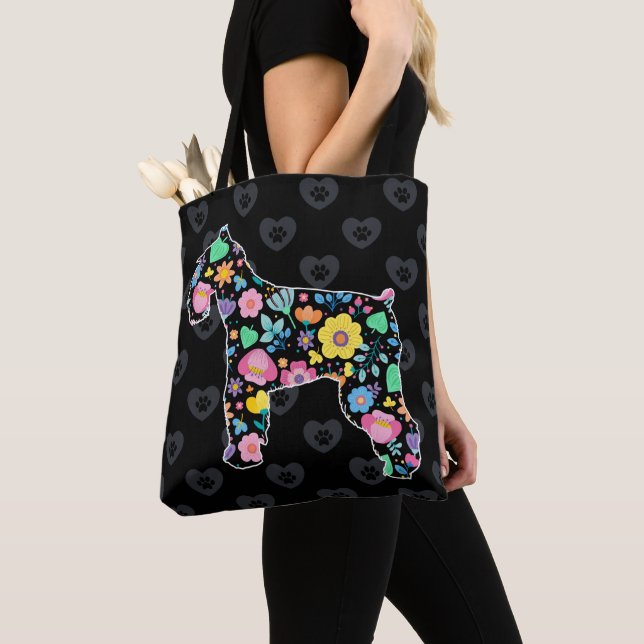 Cute Love My Schnauzer floral design Tote Bag (Close Up)