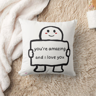 Cute Love Note Character Throw Pillow