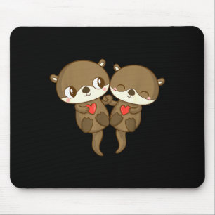 Cute Love Otter Couple Valentines Day Men Women Ki Mouse Mat