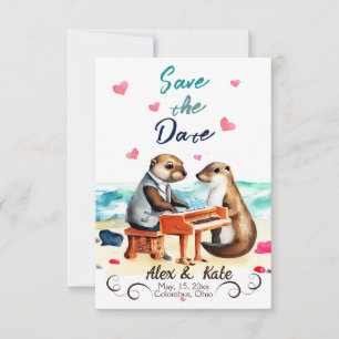 Cute Love Otter Wedding Save the Date Announcement