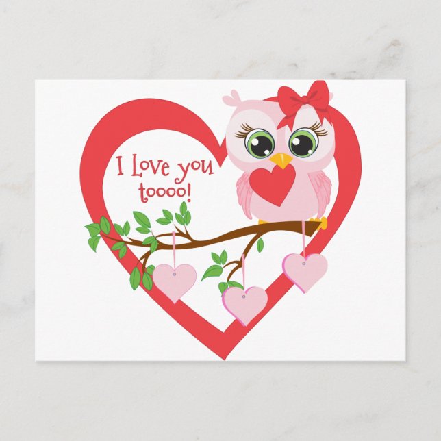 Cute Love Owl Postcard (Front)