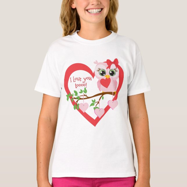 Cute Love Owl T-Shirt (Front)