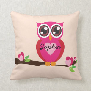Cute Love Owl with Custom Name Cushion