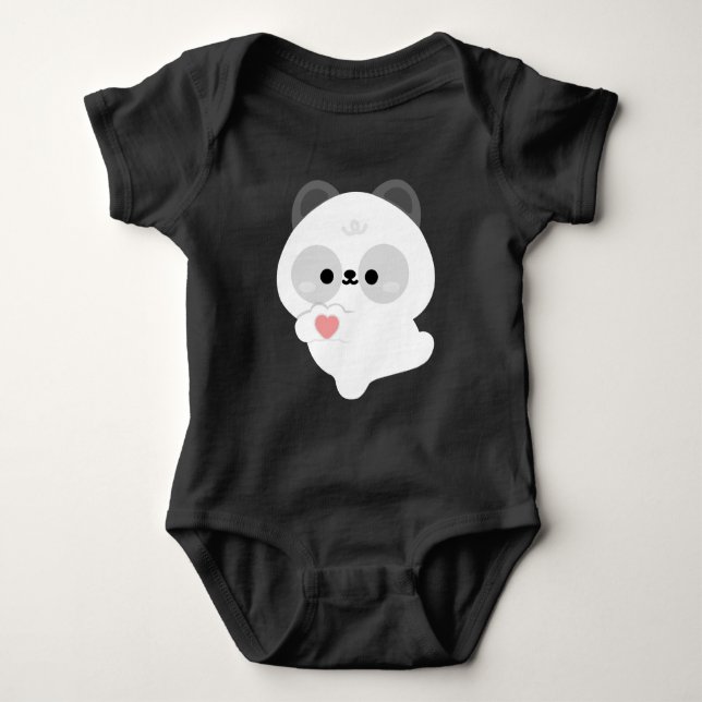 Cute Love Panda Baby Bodysuit (Front)
