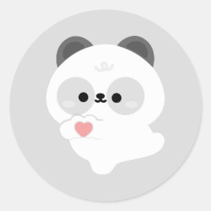 Cute Love Panda Classic Round Sticker