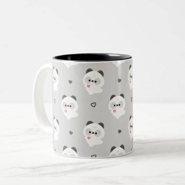 Cute Love Panda Two-Tone Coffee Mug (Front Left)