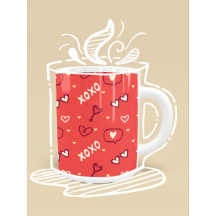 Cute Love Pattern with Hearts, XOXO, and Keys Coffee Mug