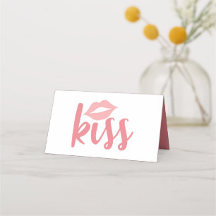 Cute Love Pink Lipstick Kiss Wedding Bridal Shower Place Card