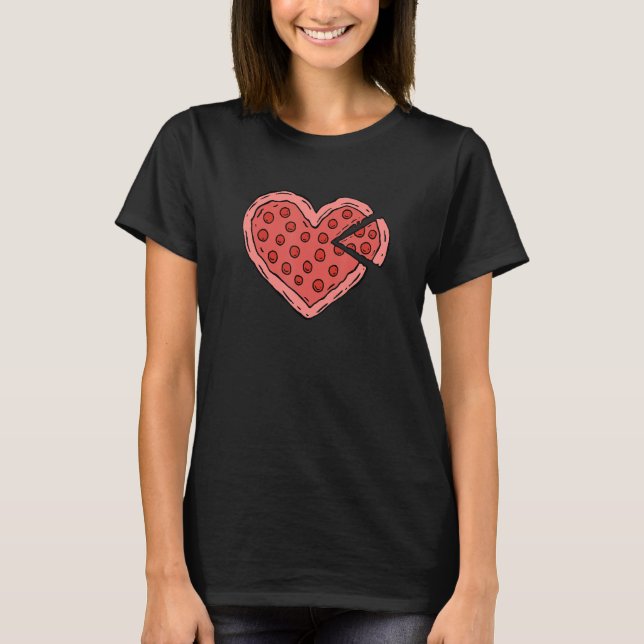 Cute Love Pizza Valentines Day T-Shirt (Front)