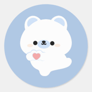 Cute Love Polar Bear Classic Round Sticker