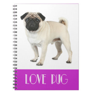 Cute Love Pug Puppy Dog Purple Notebook