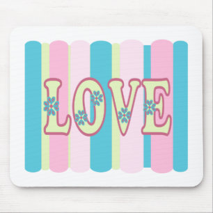 Cute Love Quote Pastel Pink Yellow Blue Design Mouse Mat