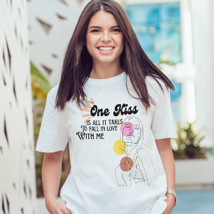 cute love quote Pink Stylish Line art Drawing T-Shirt