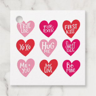 Cute Love Quotes on Hearts Happy Valentine's Day Favour Tags