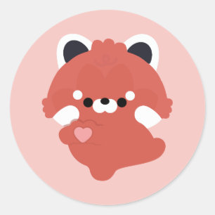 Cute Love Red Panda Classic Round Sticker