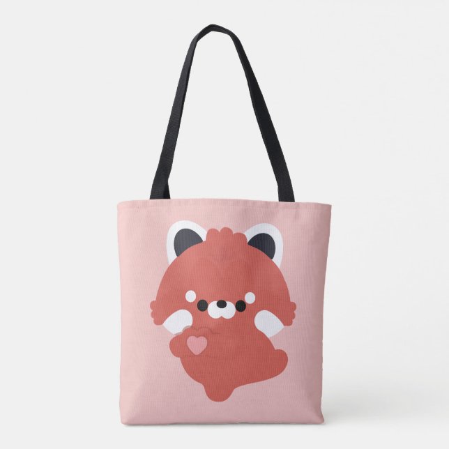 Cute Love Red Panda Tote Bag (Back)