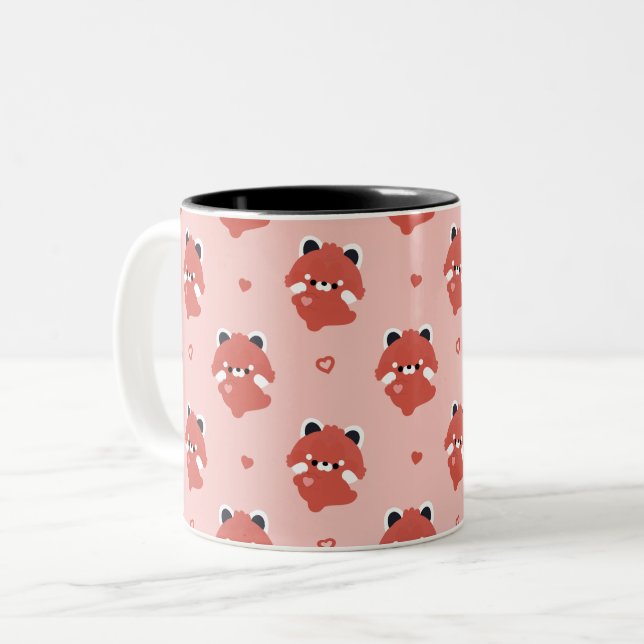 Cute Love Red Panda Two-Tone Coffee Mug (Front Left)