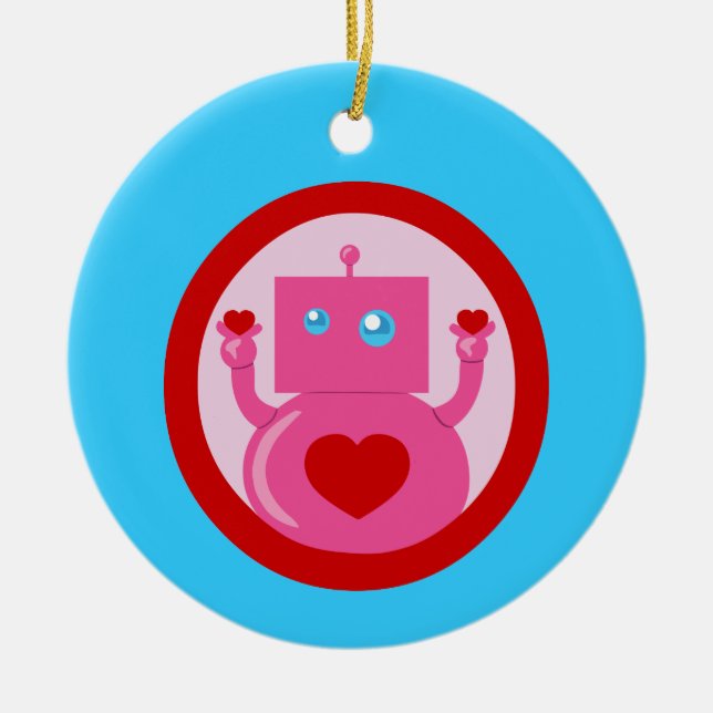 Cute Love Robot Ceramic Tree Decoration (Front)