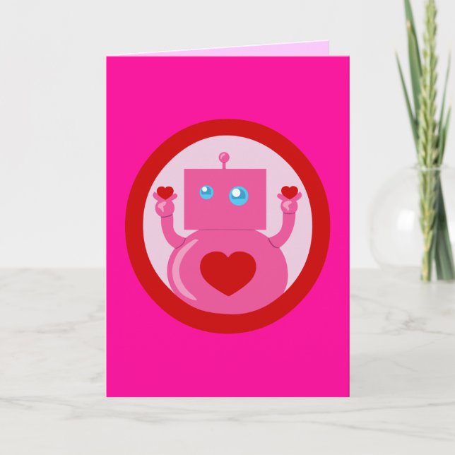 Cute Love Robot Holiday Card (Front)