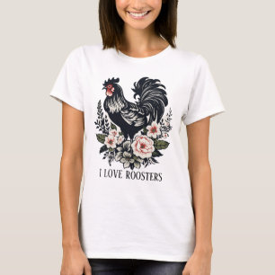 Cute love roosters add text  T-Shirt