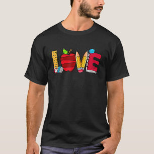 Cute Love School Apples  Back To School Teacher T-Shirt