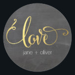 CUTE LOVE SEAL modern typography gold chalkboard<br><div class="desc">NOTE - the gold foil is a printed picture
A cute little LOVE sticker that can be used for any occasion - wedding,  baby shower,  birth announcement,  graduation,  handmade craft items or clothing for small business packaging etc... </div>