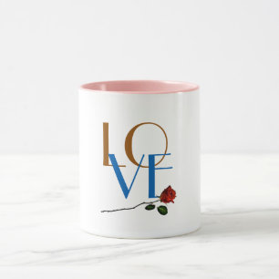 Cute Love Single Stem rose Valentine's Day Pink Mug