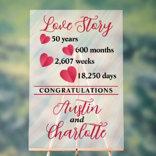 Cute Love Story Any Anniversary Acrylic Sign