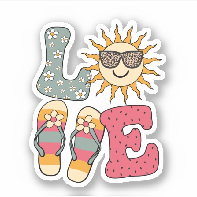 Cute Love Summer Sun Flip Flops Beach  (Front)