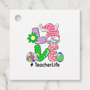 Cute Love Teacher Life Easter Gnome Egg Hunting Ba Favour Tags