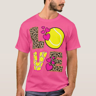 Cute Love Tennis Leopard Print Women Girls Tennis T-Shirt