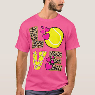 Cute Love Tennis Leopard Print Women Girls Tennis T-Shirt
