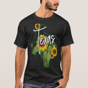 Cute Love Texas State Cactus Sunflower Love Boho C T-Shirt