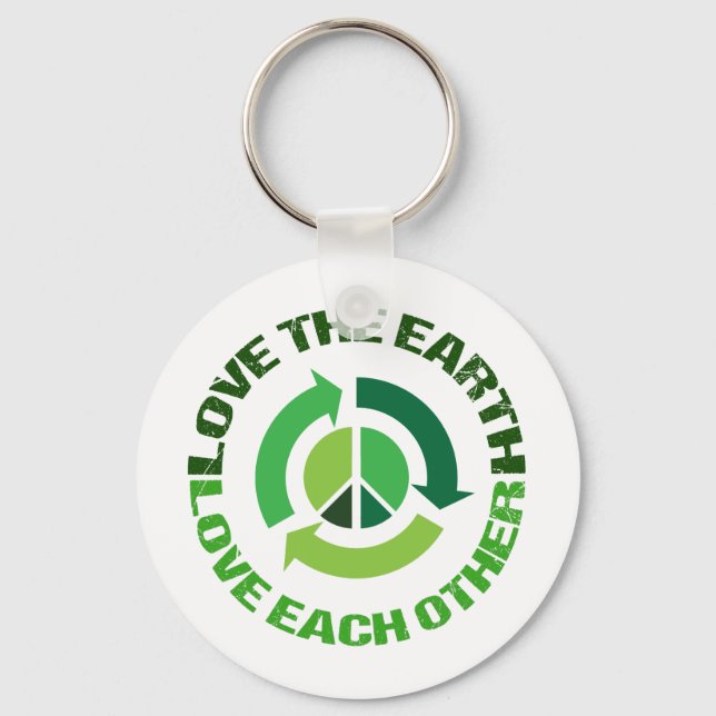 Cute Love The Earth Environmental Activist Key Ring (Front)