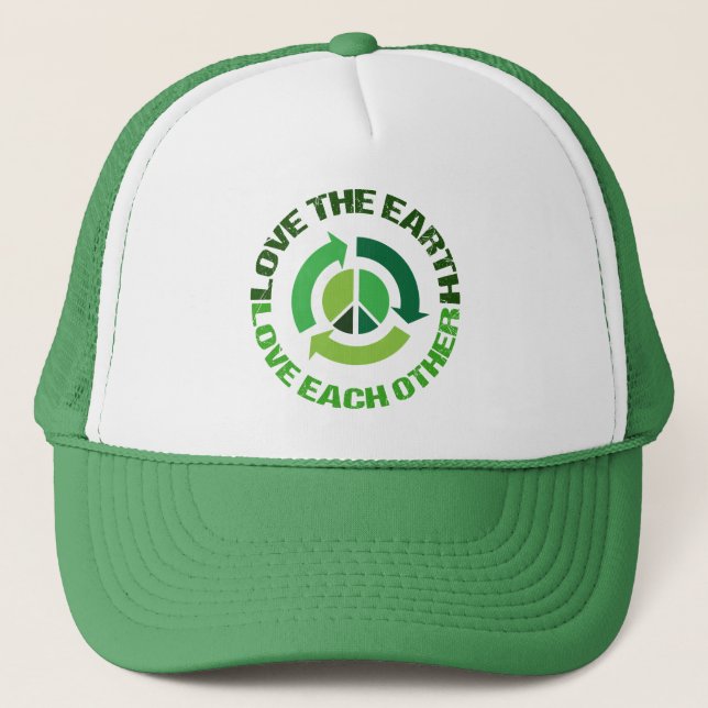 Cute Love The Earth Environmental Activist Trucker Hat (Front)