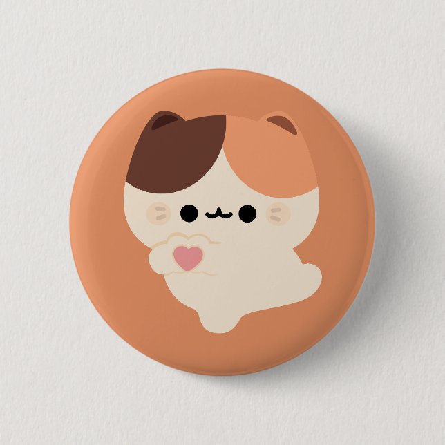 Cute Love Tortie Cat 6 Cm Round Badge (Front)