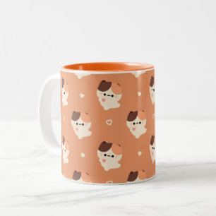 Cute Love Tortie Cat Two-Tone Coffee Mug