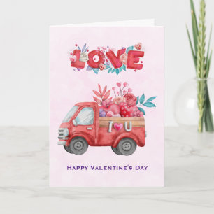 Cute Love Truck Carrying Valentine Goodies Card